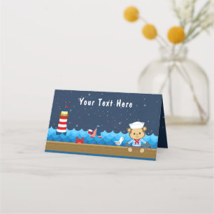 Nautical Boys Monkey Red and Navy Birthday Party Platzkarte