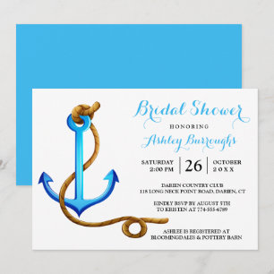 Nautical Brautparty Ship Anchor Blauer Türkis Einladung