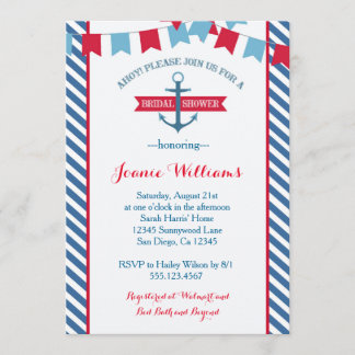 Nautical Bridal Dusche Einladung Rot und Blau