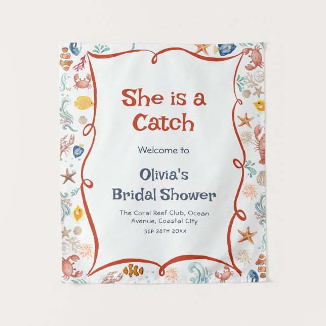 Nautical Bridal Shower Welcome Backdrop Tapestry Wandteppich (Vorderseite)