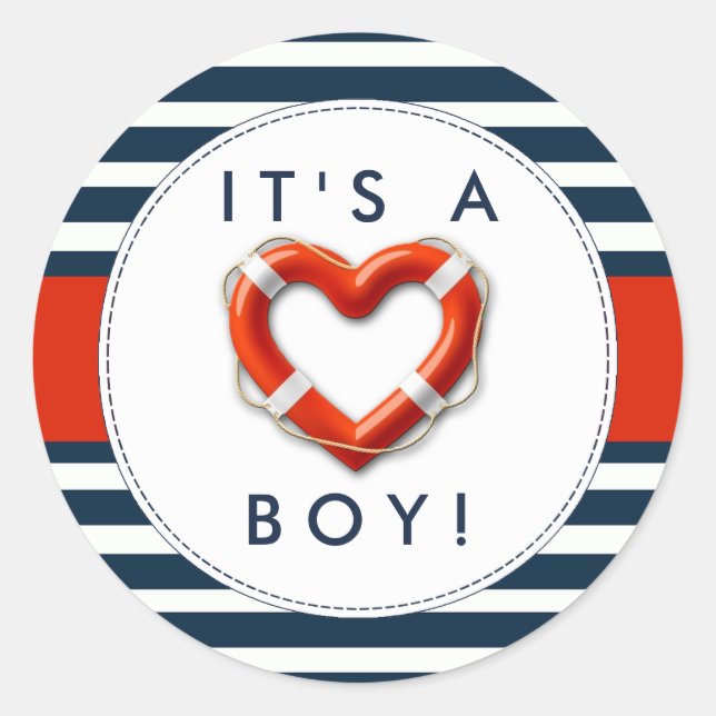 Nautical Buoy Baby Shower Stickers - Es ist ein Ju (Vorderseite)