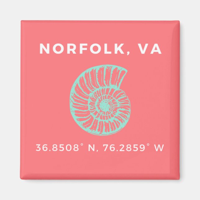 Nautical Button Magnet - Koordinaten von Norfolk V (Vorne)