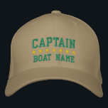 Nautical Captain Khaki Ihr Bootname Bestickte Baseballkappe<br><div class="desc">Nautic Captain Your Boat Name Personalisiert Khaki Baseball Cap</div>