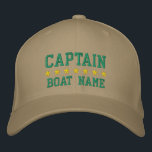 Nautical Captain Khaki Ihr Bootname Bestickte Baseballkappe<br><div class="desc">Nautic Captain Your Boat Name Personalisiert Khaki Baseball Cap</div>