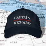 Nautical Captain Your Name Custom Embroidered Hat Bestickte Baseballkappe<br><div class="desc">Introducing the perfect accessory for any nautical enthusiast: the Nautical Captain Your Name Custom Embroidered Hat. Crafted from high-quality materials and designed with a classic blue color scheme, this customized hat is perfect for anyone who loves spending time on the water. Whether you're a captain of a ship, yacht, or...</div>