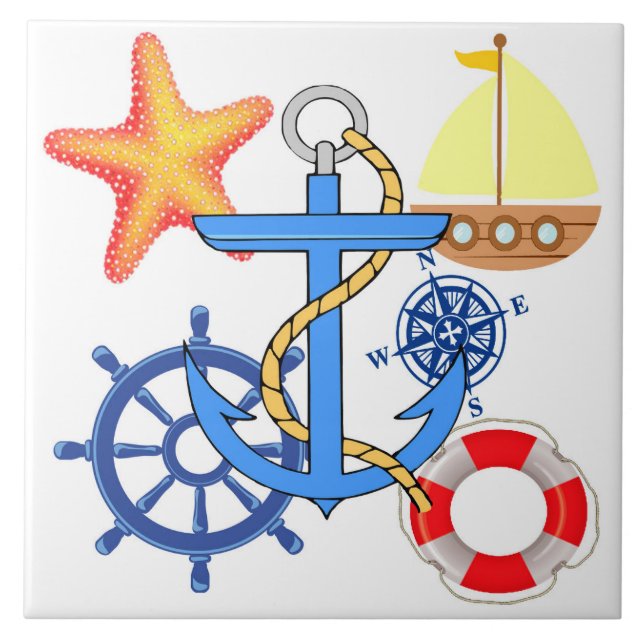 Nautical Ceramic Tile Fliese (Vorderseite)