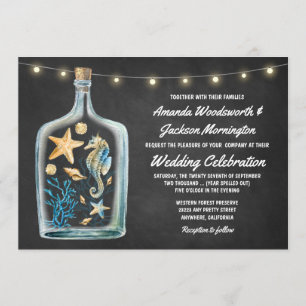 Nautical Chalkboard Starfish Mariage Invitations