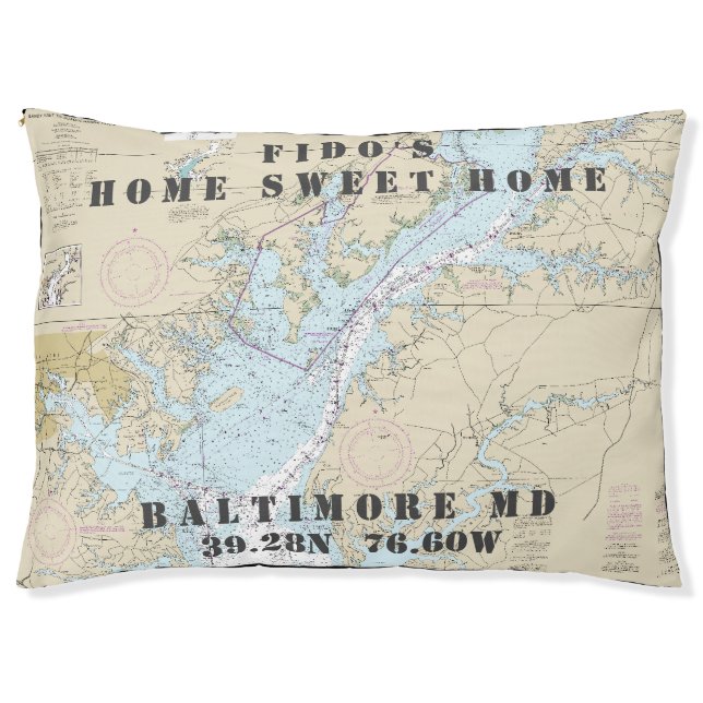 Nautical Chart Baltimore MD Name des Hauses Haustierbett (Vorderseite)