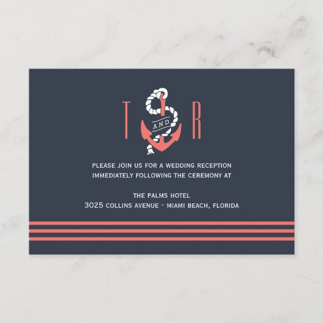 Nautical Chic Wedding Reception Card Begleitkarte (Vorderseite)