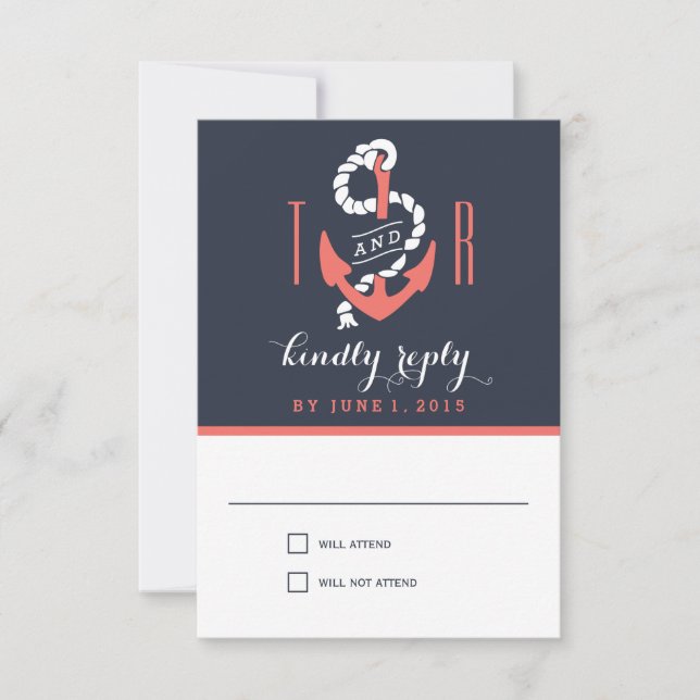 Nautical Chic Wedding Response / RSVP Cards Karte (Vorderseite)