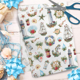 Nautical Christmas Beach Coastal Seidenpapier