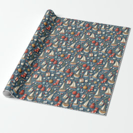 Nautical Christmas Gift Wrapping Paper  Geschenkpapier