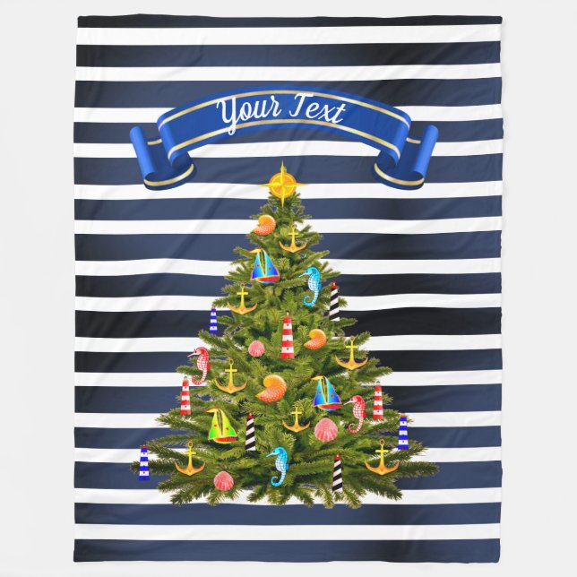 Nautical Christmas Tree Custom Fleecedecke (Vorderseite)