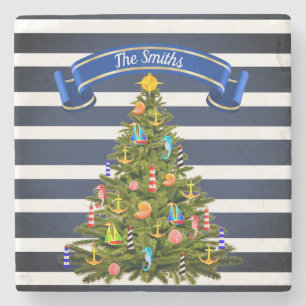 Nautical Christmas Tree Custom Steinuntersetzer