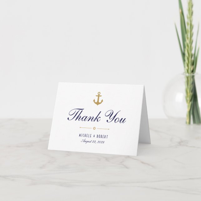 Nautical Clean White Wedding Danke Note Card (Vorderseite)