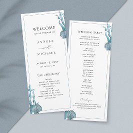 Nautical Coastal Blue Sea Muschel Beach Hochzeit Programm