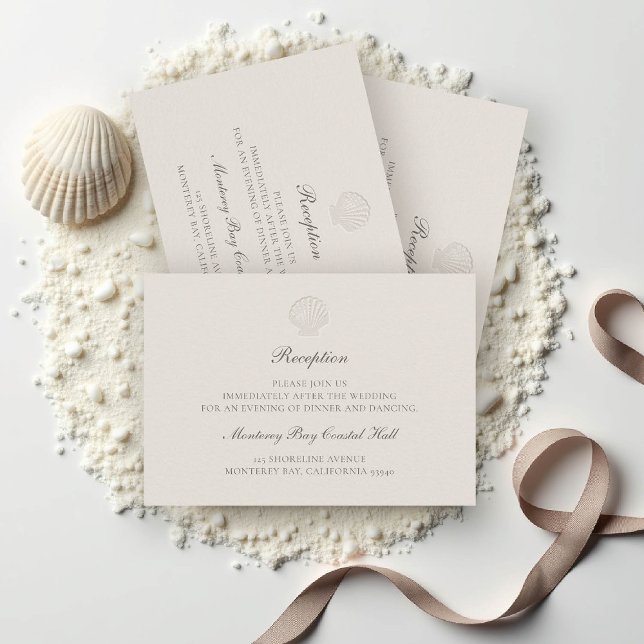 Nautical Coastal Muschel Ecru Empfang Wedding Begleitkarte (nautical wedding reception details coastal modern classic formal traditional elegant shell ecru)