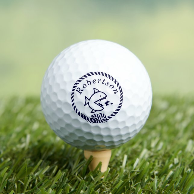 Nautical Coastname Fish Navy Blue Golf Balls Golfball (Insitu T-Shirt)