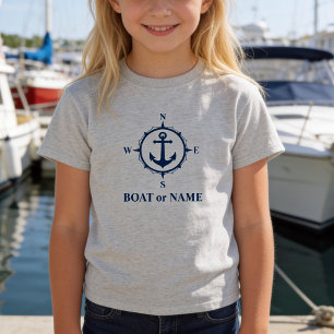 Nautical Compass Ankerplatz Ihres Bootes oder Name T-Shirt