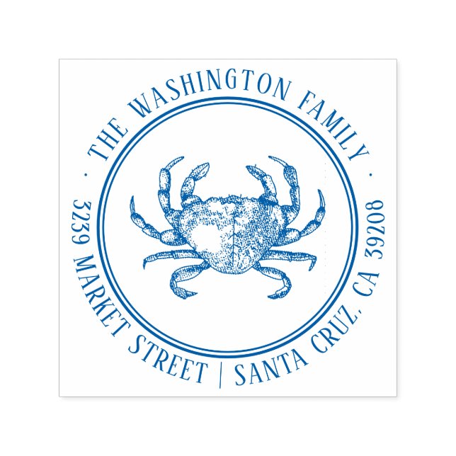 Nautical Crab Zeichnend | Rücksendeadresse von Fam Permastempel (Design)