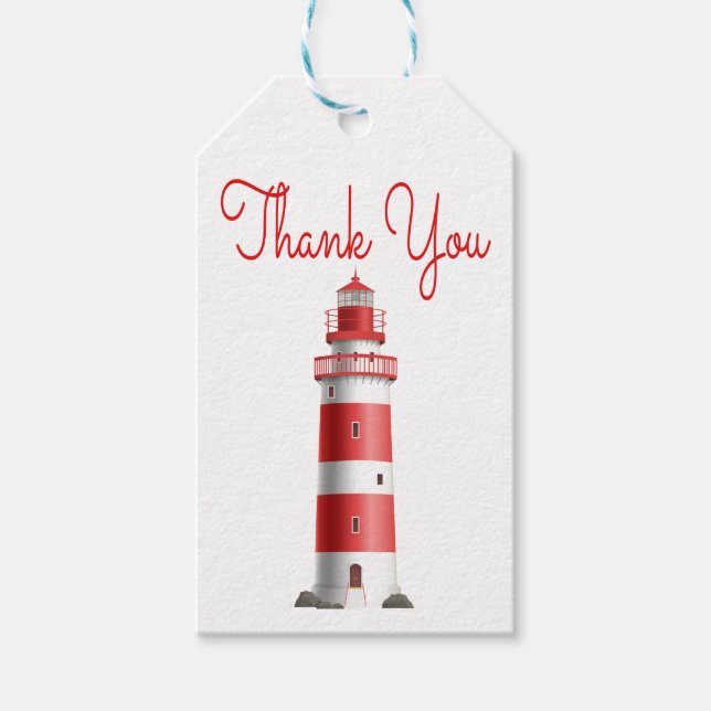 Nautical danke Lighthouse Wedding Beach Summer Geschenkanhänger (Vorderseite)