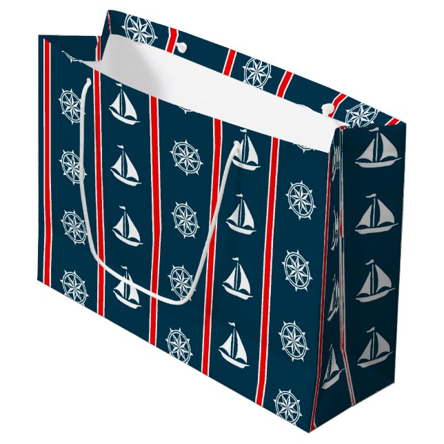 Nautical Design Große Geschenktüte (Vorderseite Schrägansicht)