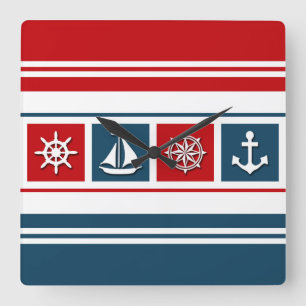 Nautical Design Quadratische Wanduhr
