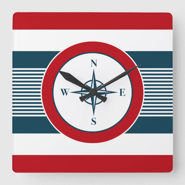 Nautical Design Quadratische Wanduhr (Vorderseite)