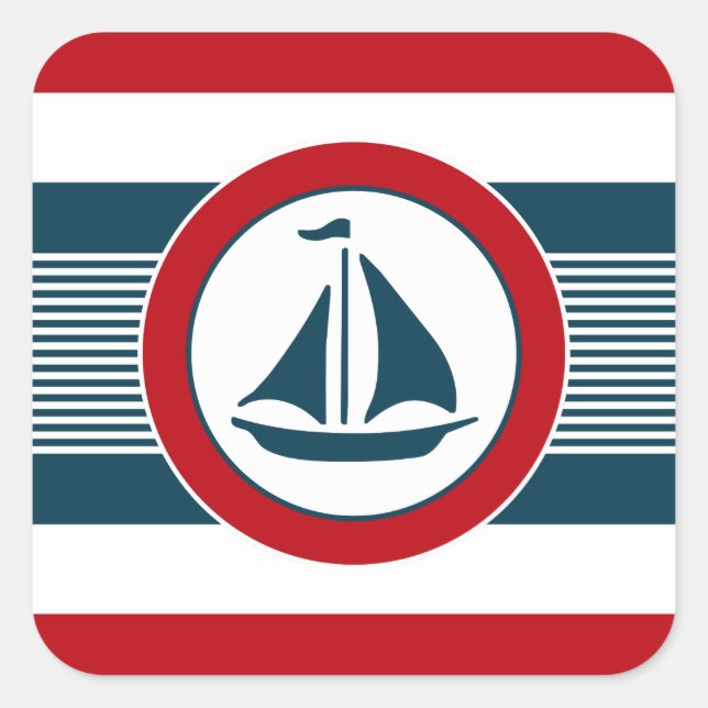 Nautical Design Quadratischer Aufkleber (Vorderseite)