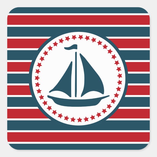 Nautical Design Quadratischer Aufkleber (Vorderseite)