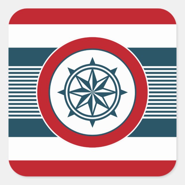 Nautical Design Quadratischer Aufkleber (Vorderseite)