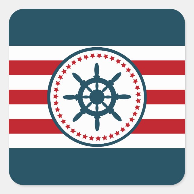 Nautical Design Quadratischer Aufkleber (Vorderseite)