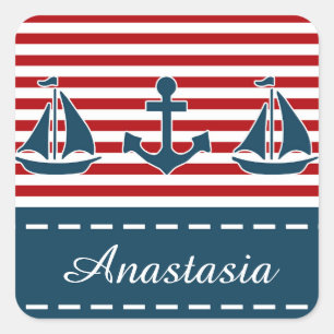 Nautical Design Quadratischer Aufkleber