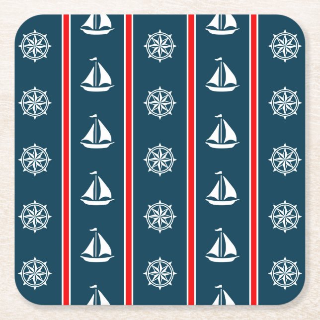 Nautical Design Rechteckiger Pappuntersetzer (Vorderseite)