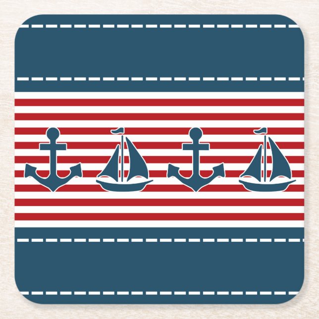 Nautical Design Rechteckiger Pappuntersetzer (Vorderseite)