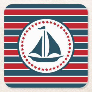 Nautical Design Rechteckiger Pappuntersetzer
