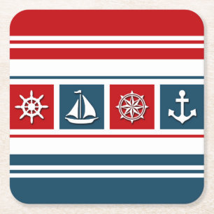 Nautical Design Rechteckiger Pappuntersetzer