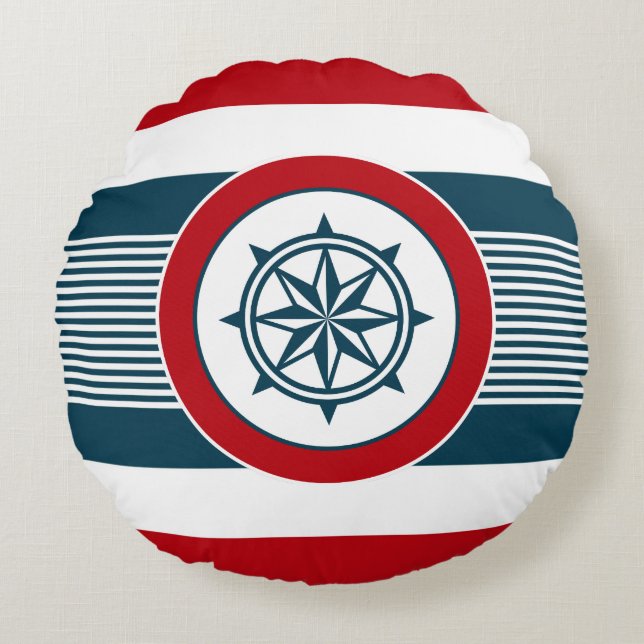 Nautical Design Rundes Kissen (Vorderseite)
