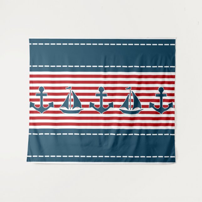 Nautical Design Wandteppich (Vorderseite (Horizontal))