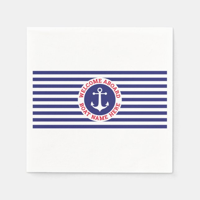 Nautical Design with Navy Stripes Serviette (Vorderseite)