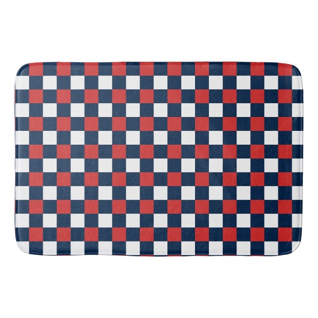 Nautical Doodles – Red & Navy Mini Check Badematte (Vorderseite)