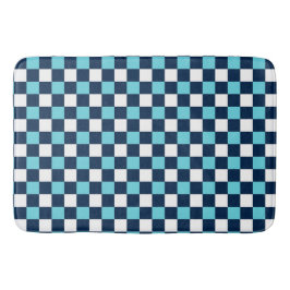 Nautical Doodles – Turquoise & Navy Mini Check Badematte