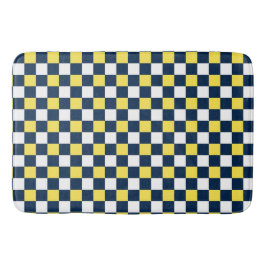 Nautical Doodles – Yellow & Navy Mini Check Badematte