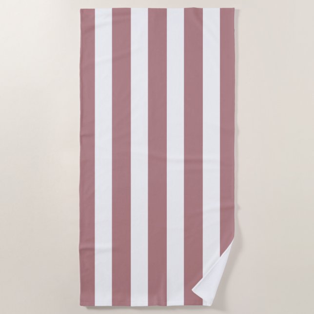 Nautical Dusty Pink & White Striping Strandtuch (Vorderseite)