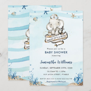 Nautical Elephant Ahoy Es ist eine Baby-Dusche Einladung