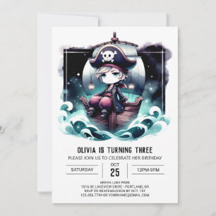 Nautical Enchanted Pirate Birthday Einladung