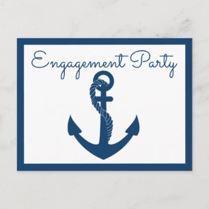 Nautical Engagement Party Navy Blue Anchor Hochzei Einladungspostkarte