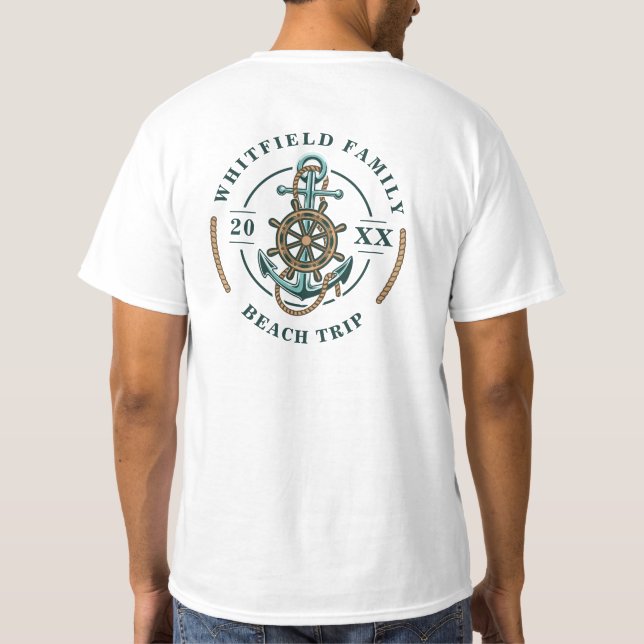 Nautical Family Beach Reise Küste Urlaub maßgeschn T-Shirt (Rückseite)