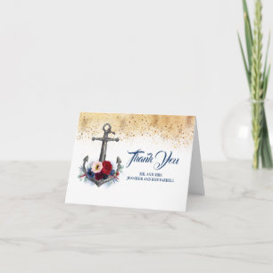 Nautical Floral Anchor Wedding Vielen Dank Dankeskarte