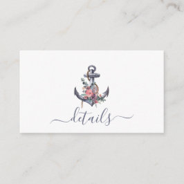 Nautical Floral Anker Hochzeitskarte Begleitkarte